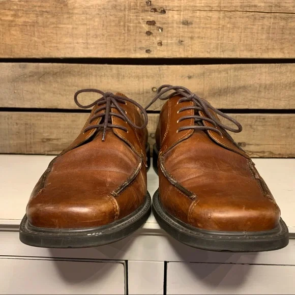 ECCO Cognac Oxford Men's Dress Shoe Square Toe Size 44 - Picture 5 of 13